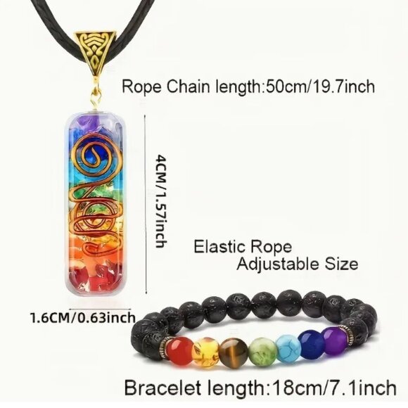 Chakra Necklace & Bracelet Healing Set NWT - Picture 2 of 7